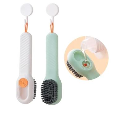 Imagem de Kit 2 Escova de Limpeza Profunda Multiuso Dispenser Detergente Limpa Tenis Sapato Lava-Louças Multiuso com Reservatório Recarregável Cerdas Resistentes Design Ergonômico