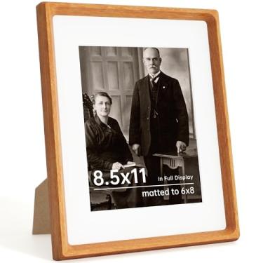 Imagem de Dreamland Moldura de madeira de teca sólida fosca de 21,5 x 20,3 cm, canto arredondado feito à mão com tela de vidro temperado HD ou suporte de parede, 1 pacote