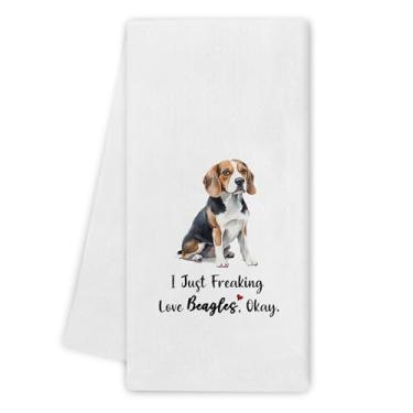 Imagem de Noaleviax Toalhas de prato Beagle Presentes - Presentes para amantes de beagle, decoração de cozinha de cachorro, I Just Freaking Love Beagle Okay Toalhas de mão pano de prato para banheiro cozinha