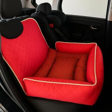 Imagem de Protetor impermeável para assento de carro para animais de estimação com colchão macio e impermeável. (Vermelho liso)