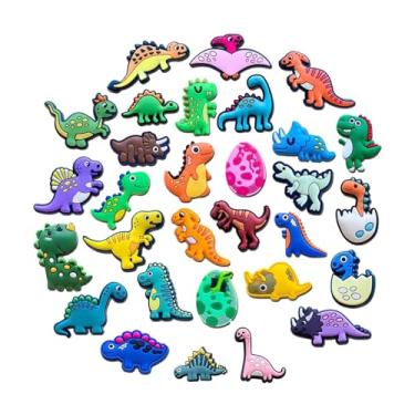 Imagem de 30 peças de berloques de sapato: decoração de sapato de desenho animado bonito em forma de dinossauro para pulseira, sandálias, presentes de festa de aniversário, meninos e meninas, Small, Cloreto de