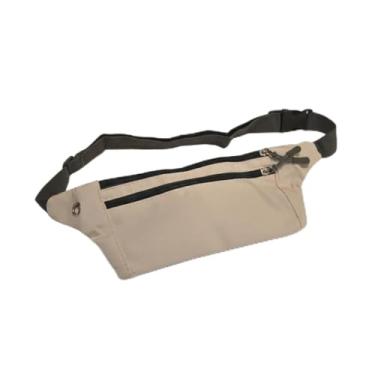 Imagem de Pochete Doleira Impermeável Esportiva, Bolsa de Cintura Preta com Múltiplos Compartimentos, Design Moderno para Atividades ao Ar Livre (Bege)