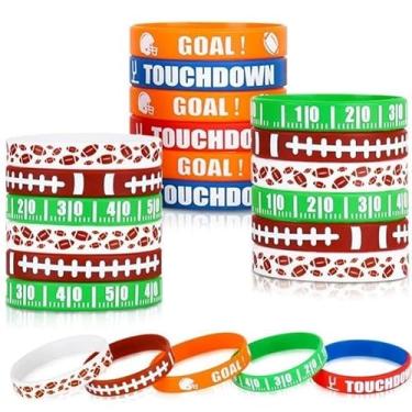 Imagem de Pulseiras de silicone para futebol americano, acessórios de festa temáticos esportivos, presente para decoração de festa de aniversário, lembrancinhas de festa e adultos, pacote com 10, 5 designs (5