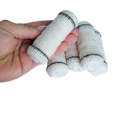 Imagem de Kit 12 Faixa Curativo Atadura Crepe 13 Fios Algodão Qualidade Aprovada