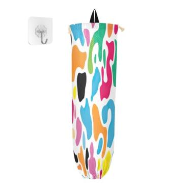 Imagem de Wassud Pacote com 2 porta-sacos de plástico coloridos, suporte de parede para sacola de mercearia, armazenamento de cozinha para decoração de despensa de cozinha em casa