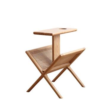 Imagem de Porta-revistas de chão de madeira maciça Rack de revistas doméstico armazenamento sala de estar suporte de revistas de chão rack de jornal