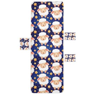 Imagem de STAYTOP Capa de toalha de cadeira de descanso, capa de espreguiçadeira macia de ovelhas de desenho animado, capas de cadeira de praia com bolsos para jardim ao ar livre, pátio, pátio, banhos de sol