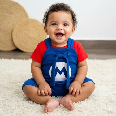 Imagem de Conjunto Bebê Jardineira Super Mário BB Fantasia Personagem-Masculino
