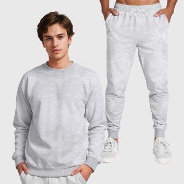 Imagem de Conjunto Moletom Gola Redonda e Calça Masculina Lisa-Masculino