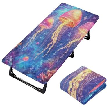 Imagem de Burbuja Lençol de berço de água-viva para crianças, lençol de cochilo acolchoado portátil com faixa elástica para meninas e meninos, lavável na máquina, 63,5 x 127 cm