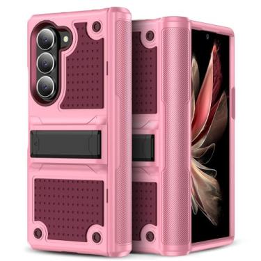 Imagem de HIYUUTTBS Capa para Galaxy Z Fold 6, borracha de silicone 2 em 1 à prova de choque com policarbonato rígido robusto proteção total capa de telefone para Galaxy Z Fold 6, rosa (YZ-99)