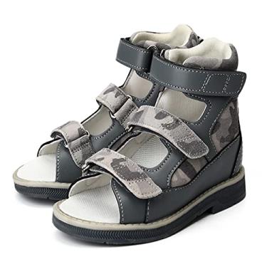 Imagem de princepard Sandálias ortopédicas para crianças, sapatos corretivos com costas altas e suporte de tornozelo e arco, Cinza, 12.5 Little Kid