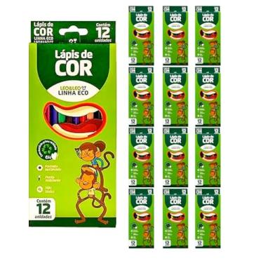 Imagem de Kit 12 Caixas Lapis De Cor Sextavado Pacote Escolar