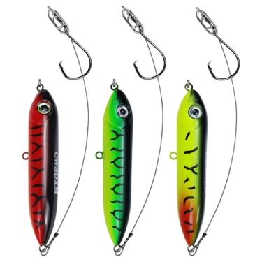 Imagem de CWSDXM Equipamento de peixe-gato com boia de chocalho, equipamento de pesca pré-montado para peixe-gato, plataforma com líder de aço de alta resistência e ganchos circulares 5/0 6/0 8/0 para rio, lago