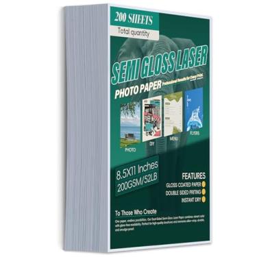 Imagem de Papel fotográfico a laser, 21 x 28 cm, 200 folhas 200 g/m2/23,6 kg, semibrilho, dupla face, resistente ao calor, à prova de manchas para laserjet, folhetos, capas de cartões postais, cartões de fotos