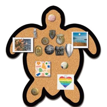 Imagem de CRASPIRE Placa de cortiça com alfinete emoldurado de tartaruga marinha quadro de cortiça decorativo de madeira 24 x 26 cm, broche de memorando de memória de verão, armazenamento de lapela para casa