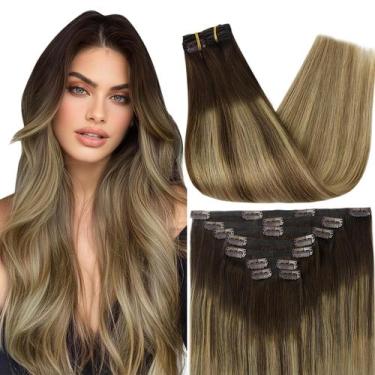 Imagem de Extensões de cabelo Full Shine Clips ins Brown Balayage 30cm
