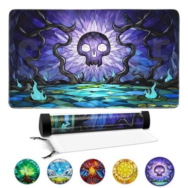Imagem de FROGIGO Swamp Stained Glass Playmat for MTG – 24"x14" Dark Fantasy Game Mat with Prismatic Playmat Tube, Non-Slip Rubber Table Mat, Gothic Skull Art for Magic The Gathering