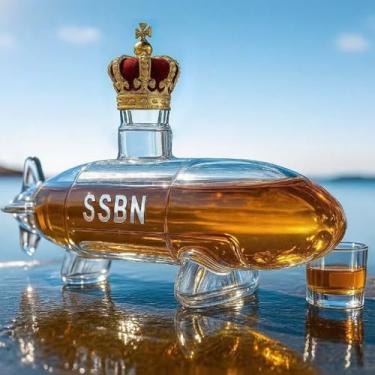 Imagem de Garrafa submarina personalizada de 293 ml, garrafas de vinho de vidro vazias 3D esculpidas de cristal, armazenamento de bebidas alcoólicas, vodca, bourbon, adição ao bar doméstico, presentes de Natal