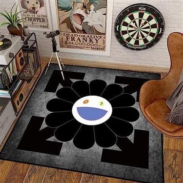 Imagem de DIKFENS Tapete Takashi Murakami de 100 cm - Design de flor, material macio e durável para decoração de casa e uso no escritório por Takashi Murakami (21, 40 x 40 polegadas (100 x 100 cm)