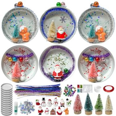 Imagem de Cinrobiye Conjunto de 12 enfeites de árvore de Natal, kit de artesanato faça você mesmo, pote de pedreiro, tampa de conserva, artesanato de Natal, vintage, decoração de pendurar para casa de fazenda