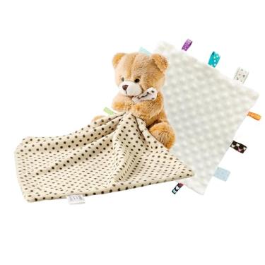 Imagem de CREVENT Cobertores de segurança macios de pelúcia para meninos e meninas, ótimos presentes para chá de bebê de aniversário - urso abraçando marrom + etiqueta