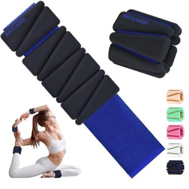 Imagem de BECOJADDE Conjunto de 2 pesos de tornozelo (900 g cada) pesos de pulso para mulheres e homens, pulseiras ajustáveis para braço e perna para pilates em casa, caminhada, ioga, treino, exercícios na