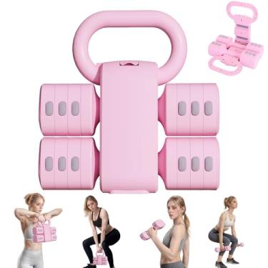 Imagem de Flexella Conjunto de kettlebell ajustável, conjuntos de kettlebell de peso livre 4 em 1 (2,5 kg, 3,5 kg, 4,5 kg, 5,5 kg) para mulheres, conjunto de 2 halteres para treinamento de ginástica em casa