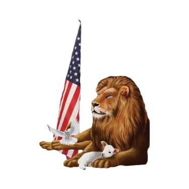 Imagem de Pintura Em Tela Vintage De Jesus Cristo Com Leão E Cordeiro Para Decor