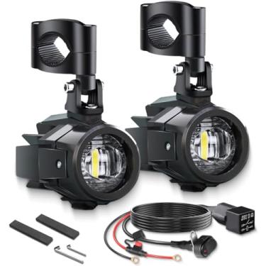 Imagem de BWCarid Kit De Luzes Auxiliares Para Motocicleta, Holofotes Led, Faróis Neblina Com Interruptor, Chicote Fiação, Suportes Montagem R1200Gs F800Gs Adv Adventure Touring Streetbike 40W