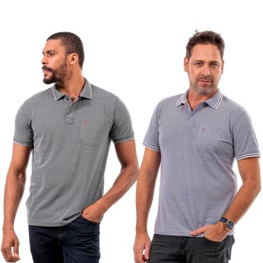 Imagem de Kit 2 Camisas Polo John Pull Masculina Bolso Algodão Casual-Masculino