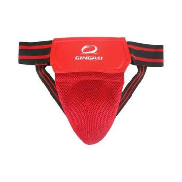 Imagem de Protetor De Virilha Masculino Adulto MMA Boxe Jockstrap Vermelho E Pre