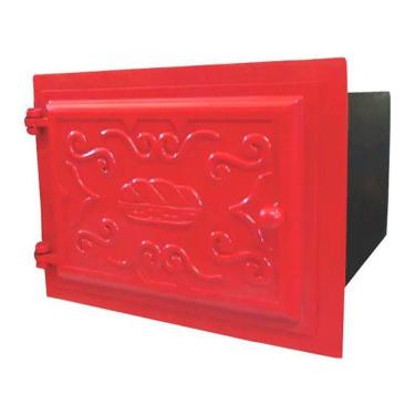 Imagem de Forno Ferro Fundido Porta De Ferro Vermelho 48x35x30cm P