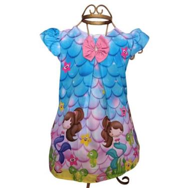 Imagem de Vestido Trapézio Temático Infantil Menina Sereia - Florata Baby Kids, 