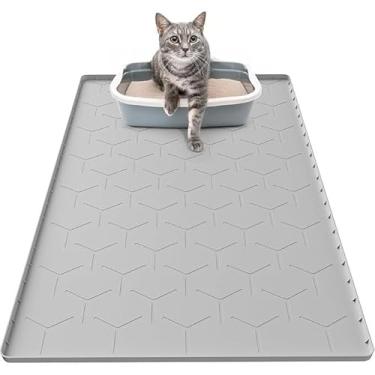Imagem de Tapete de Silicone para Caixa de Areia de Gato, Impermeável, Antiderrapante, Fácil de Limpar, Coletor de Areia, Uso Pet Multiuso(Cinza,62 * 42cm)