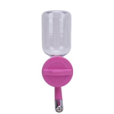 Imagem de SIWOTED Pendurado Gaiola para Cachorro Garrafa de Aço Inoxidável Rolamento de Esferas 300ML Capacidade Economia de Espaço Gaiola Bebedor de Água de Longa Duração para Gatos Cães (Rosa Vermelha)