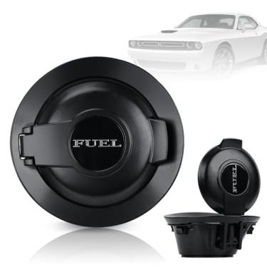 Imagem de 68250120AA Tampa de porta de enchimento de combustível preto fosco tampa de porta de combustível adequada para Dodge Challenger 2008-2023 Tampa de cobertura de gás Edição Vapor