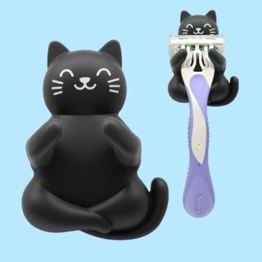 Imagem de Suporte de lâmina de silicone à prova d'água para gatos pretos, para banheiro, cozinha, sala de estar, escritório, lâminas suspensas, tampões, toalhas, decoração de gato preto para mulheres, presentes