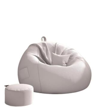 Imagem de Travesseiro Sofá preguiçoso de saco de feijão estilo creme, cadeira de leitura de tecido para tatami de espaço pequeno(Grey,Plus Size)