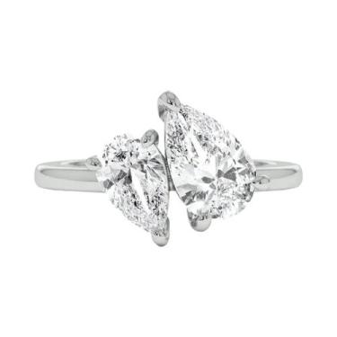 Imagem de Anel De Noivado E Casamento Em Prata Esterlina 925 Com Zircônia Em For