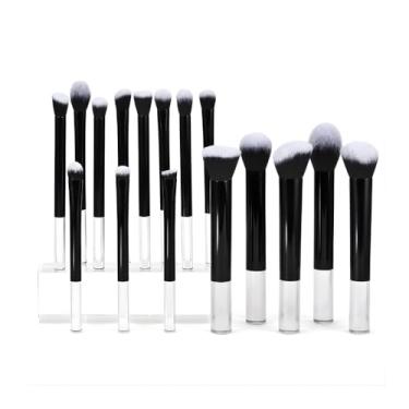 Imagem de Kit 16 Pincéis de Maquiagem, Cerdas Premium Sintéticas, Cabos Grandes Ergonômicos, Para Rosto e Olhos, Completo para Todos os Tipos de Make, Uso Diário (Preto)