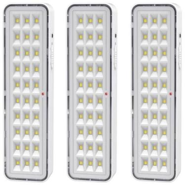 Imagem de Kit 3 Luminária Emergência Lâmpada Luz Recarregável Bivolt - Bmax