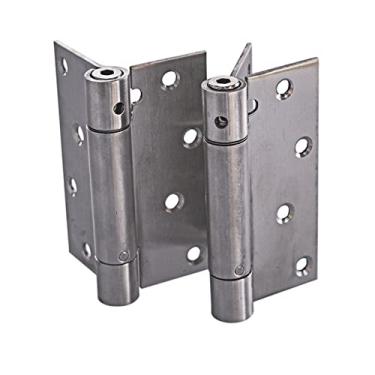 Imagem de Dobradiça de porta de mola prateada de aço inoxidável de 10 cm com fecho automático DIY, tensão ajustável, portas de cintura, portas corta-fogo e outras portas de acesso. Cerniera