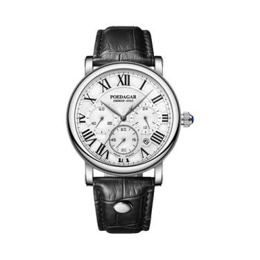 Imagem de Relógio De Pulso Masculino De Luxo À Prova d'Água Em Couro Cronógrafo 