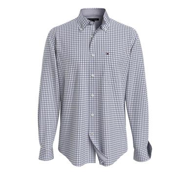 Imagem de Camisa Tommy Hilfiger Masculina Xadrez Gingham Branca/Azul Marinho-Masculino