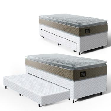 Imagem de Cama Box com Colchão de Espuma D45 Pillow Top Strong One Face + Auxiliar de Espuma Unique Solteiro 88cm