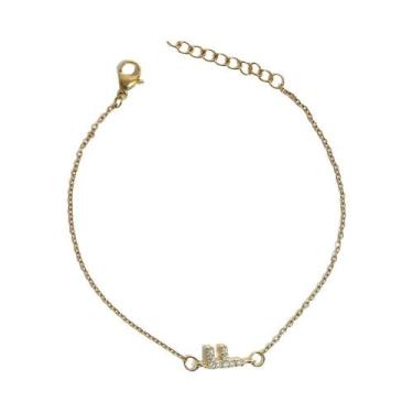 Imagem de Pulseira Feminina Banhada a Ouro Com Iniciais, Joia De Aço Inoxidável,