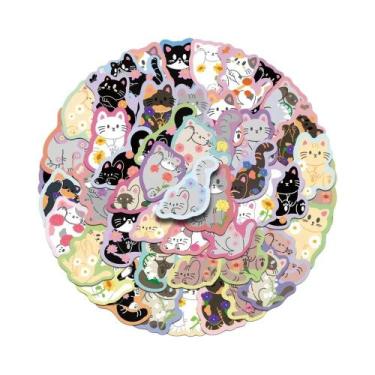 Imagem de Adesivos De Gato Em Estilo Cartoon, 50 Peças Para Laptop, Guitarra, Ca