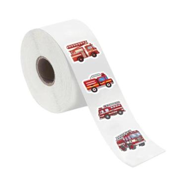 Imagem de 500 Adesivos De Caminhão De Bombeiros Em Rolo, Arte Em Desenho Animado