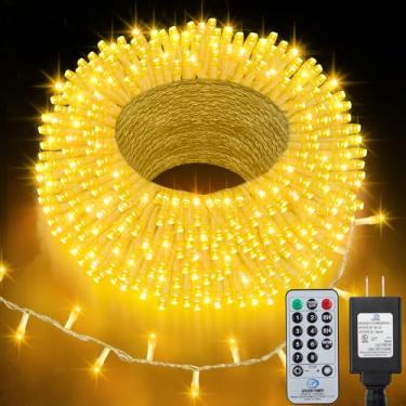 Imagem de echosari 400 luzes de Natal de LED conectáveis, cordão de luzes externas extralongas de 1,8 m, plugue com temporizador remoto para decoração de jardim e jardim (branco quente)